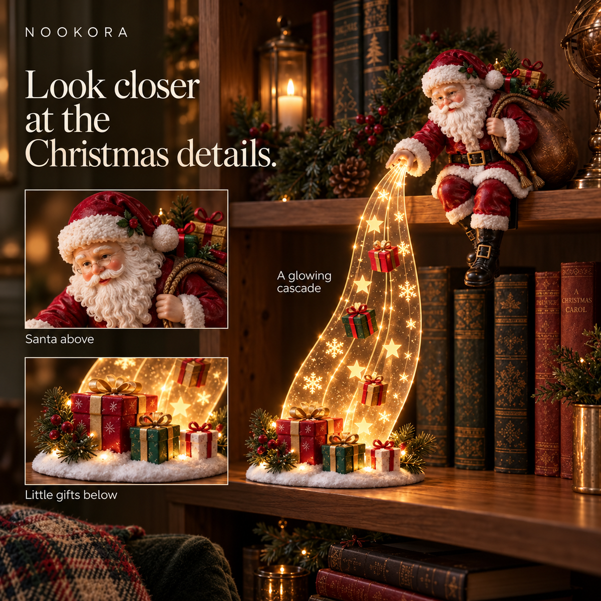 Bookshelf Nook Light for Cozy Christmas Homes