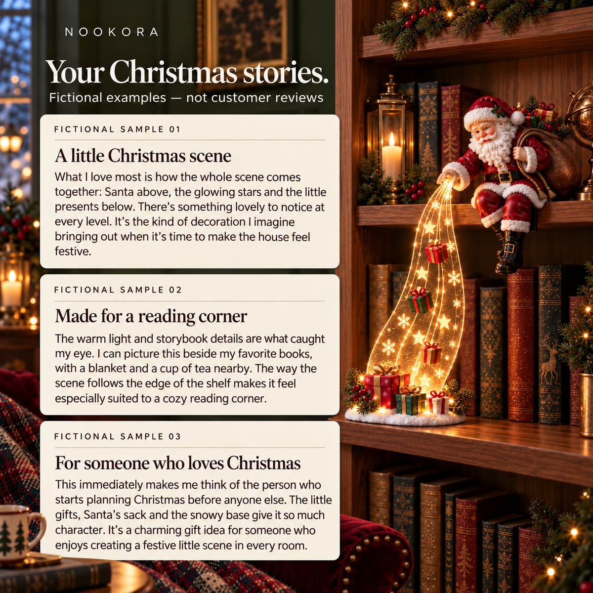 Bookshelf Nook Light for Cozy Christmas Homes